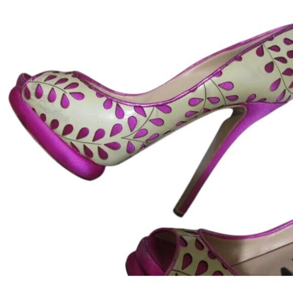 Nicholas Kirkwood Perforated Italian Leather platform stiletto heels 36.5 6.5